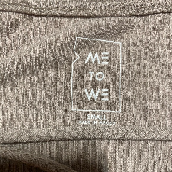 Me to We Taupe Criss Cross V Neck Top - Picture 2 of 3